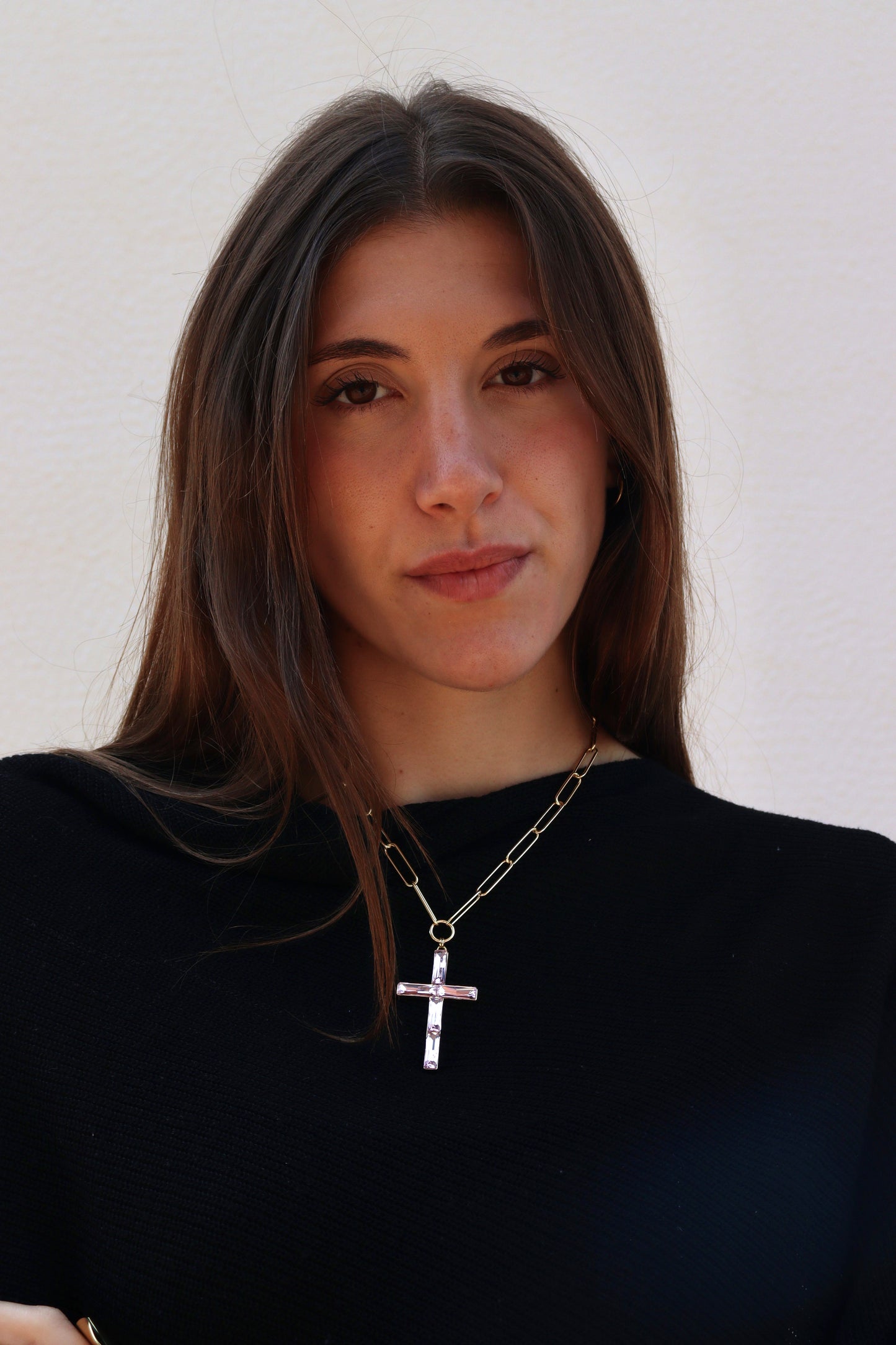 Collar Cruz Cadena Rosa
