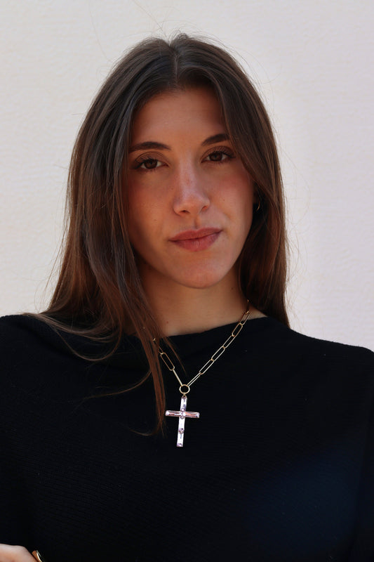 Collar Cruz Cadena Rosa